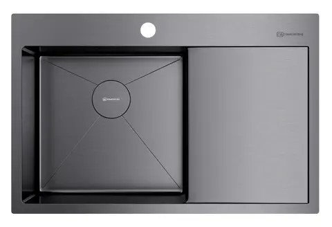 Кухонная мойка Omoikiri Akisame 78-GM-L (4973099) вороненая сталь