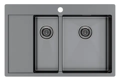 Кухонная мойка Paulmark Kroner 78/2SF R (780*510) Вороненая сталь GM